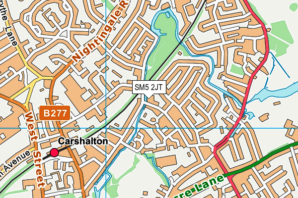 SM5 2JT map - OS VectorMap District (Ordnance Survey)