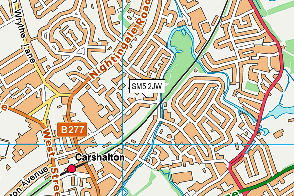 SM5 2JW map - OS VectorMap District (Ordnance Survey)