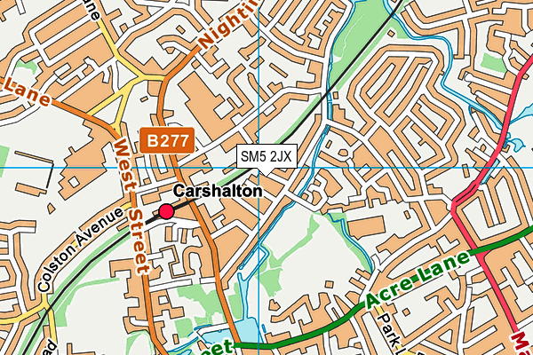 SM5 2JX map - OS VectorMap District (Ordnance Survey)