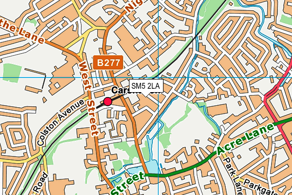 SM5 2LA map - OS VectorMap District (Ordnance Survey)