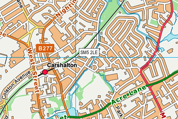 SM5 2LE map - OS VectorMap District (Ordnance Survey)