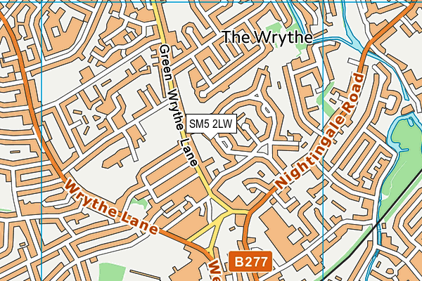 SM5 2LW map - OS VectorMap District (Ordnance Survey)