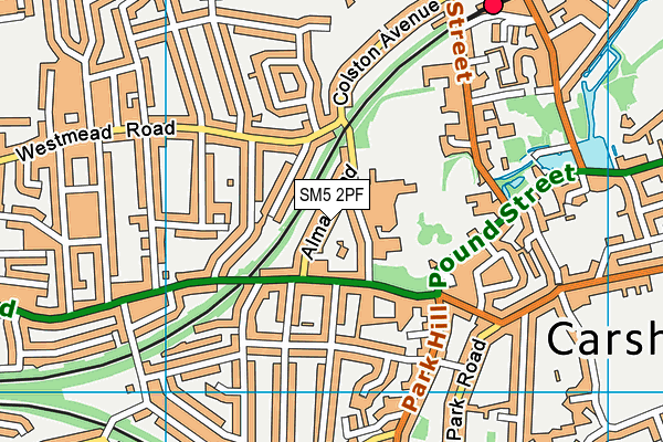 SM5 2PF map - OS VectorMap District (Ordnance Survey)