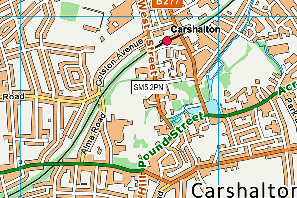 SM5 2PN map - OS VectorMap District (Ordnance Survey)