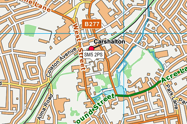 SM5 2PS map - OS VectorMap District (Ordnance Survey)