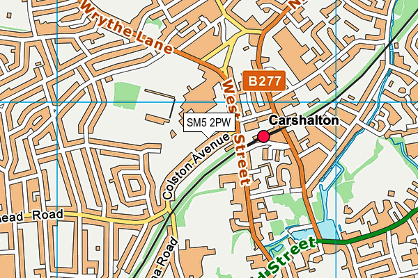 SM5 2PW map - OS VectorMap District (Ordnance Survey)