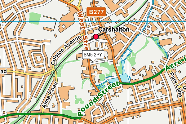 SM5 2PY map - OS VectorMap District (Ordnance Survey)