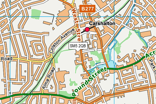 SM5 2QB map - OS VectorMap District (Ordnance Survey)