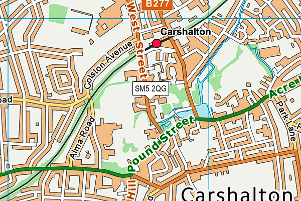 SM5 2QG map - OS VectorMap District (Ordnance Survey)