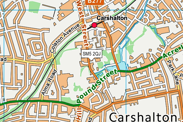 SM5 2QJ map - OS VectorMap District (Ordnance Survey)