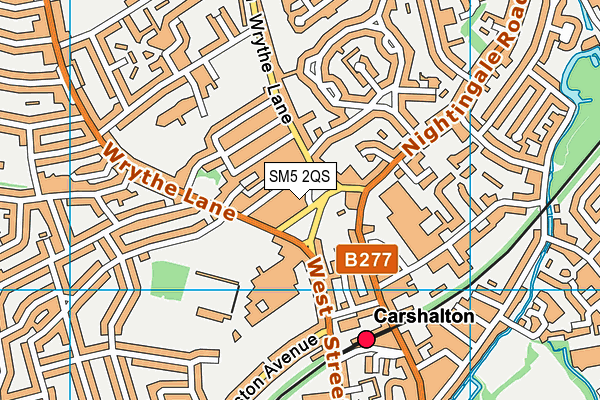 SM5 2QS map - OS VectorMap District (Ordnance Survey)