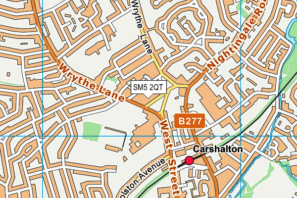 SM5 2QT map - OS VectorMap District (Ordnance Survey)