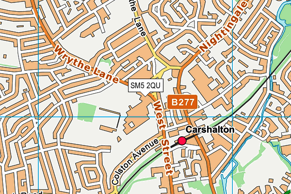SM5 2QU map - OS VectorMap District (Ordnance Survey)