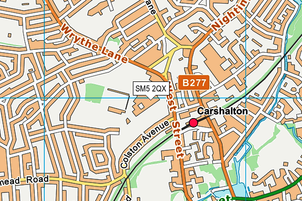 SM5 2QX map - OS VectorMap District (Ordnance Survey)