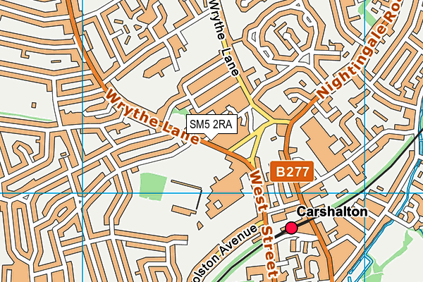 SM5 2RA map - OS VectorMap District (Ordnance Survey)