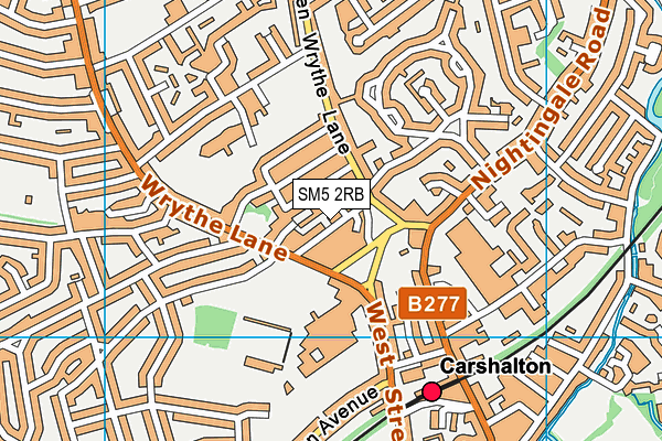 SM5 2RB map - OS VectorMap District (Ordnance Survey)