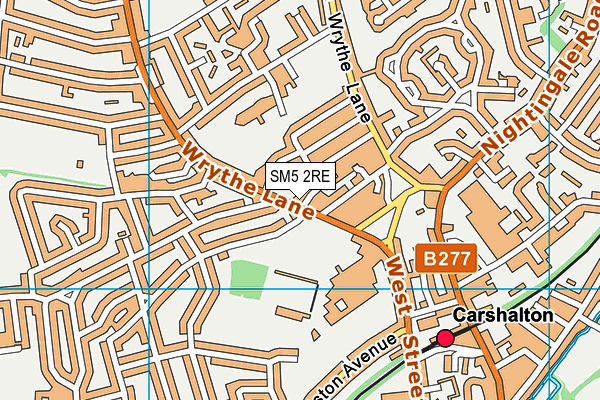 SM5 2RE map - OS VectorMap District (Ordnance Survey)