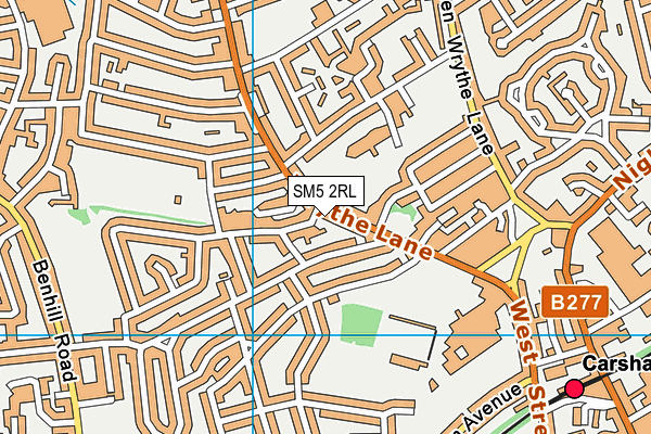SM5 2RL map - OS VectorMap District (Ordnance Survey)