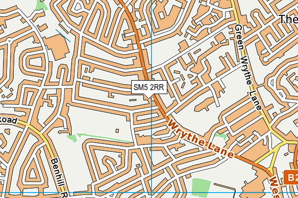 SM5 2RR map - OS VectorMap District (Ordnance Survey)