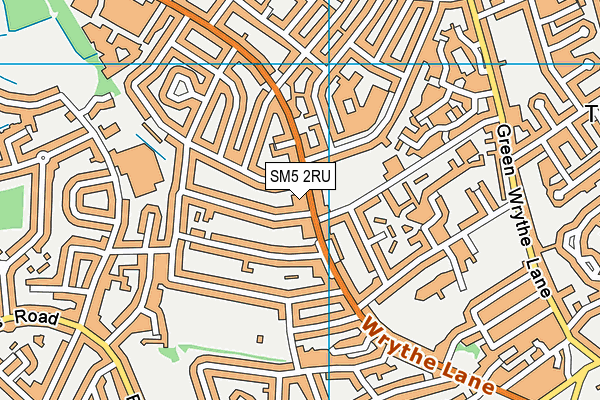 SM5 2RU map - OS VectorMap District (Ordnance Survey)