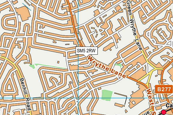 SM5 2RW map - OS VectorMap District (Ordnance Survey)