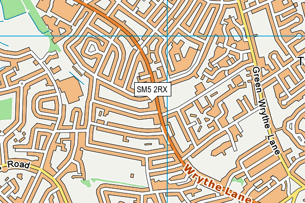 SM5 2RX map - OS VectorMap District (Ordnance Survey)