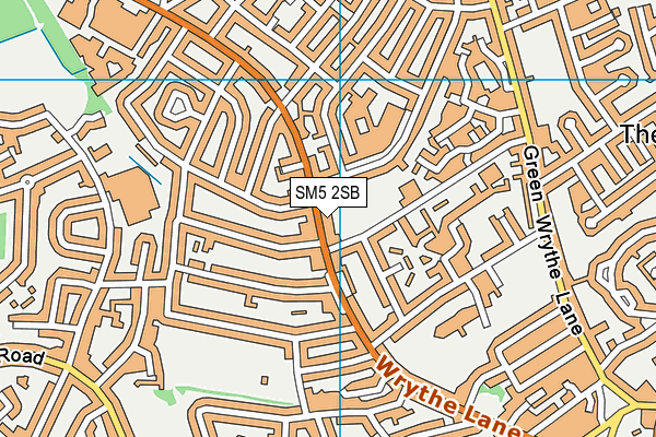 SM5 2SB map - OS VectorMap District (Ordnance Survey)