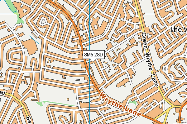 SM5 2SD map - OS VectorMap District (Ordnance Survey)