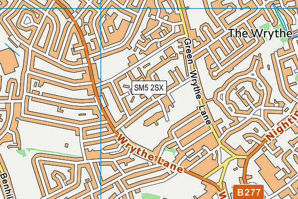 SM5 2SX map - OS VectorMap District (Ordnance Survey)