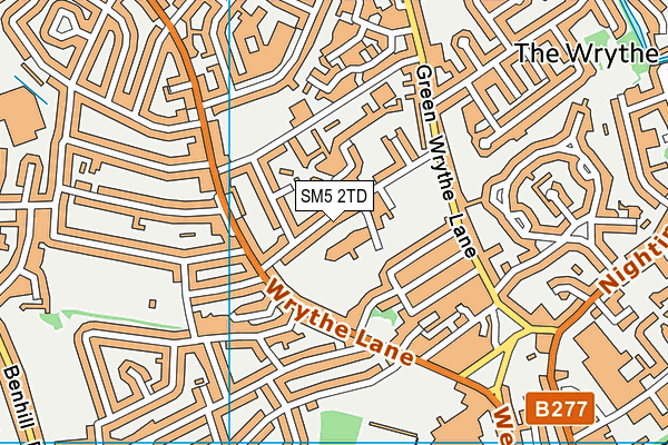 SM5 2TD map - OS VectorMap District (Ordnance Survey)