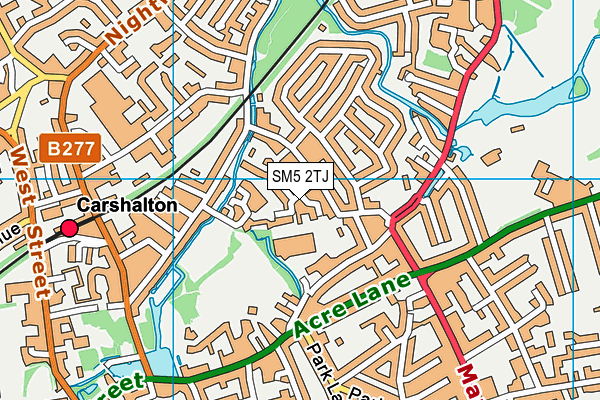 SM5 2TJ map - OS VectorMap District (Ordnance Survey)