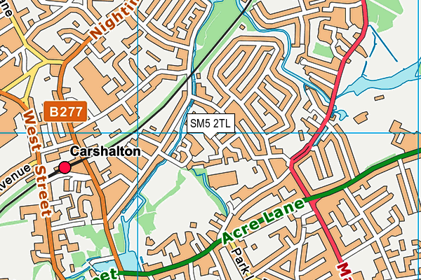 SM5 2TL map - OS VectorMap District (Ordnance Survey)