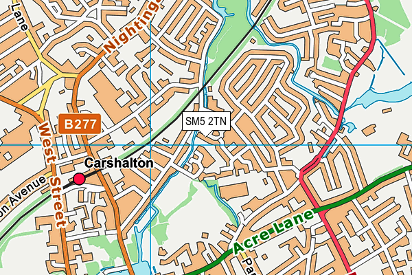 SM5 2TN map - OS VectorMap District (Ordnance Survey)