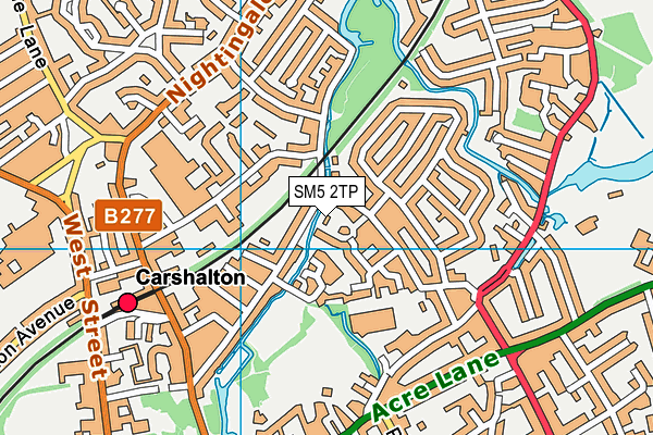 SM5 2TP map - OS VectorMap District (Ordnance Survey)