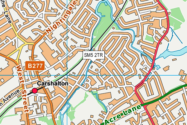 SM5 2TR map - OS VectorMap District (Ordnance Survey)