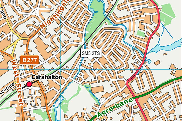 SM5 2TS map - OS VectorMap District (Ordnance Survey)