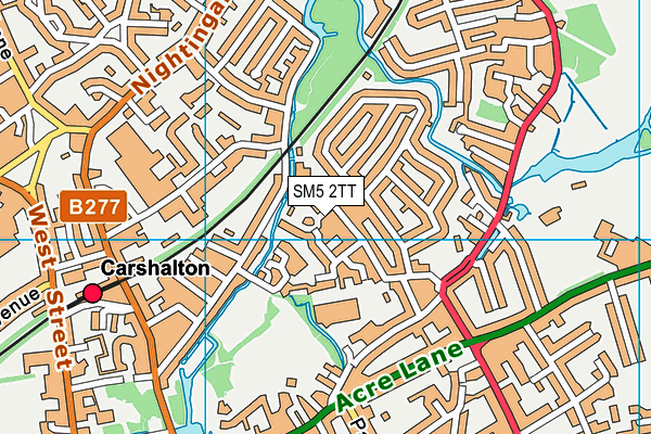 SM5 2TT map - OS VectorMap District (Ordnance Survey)