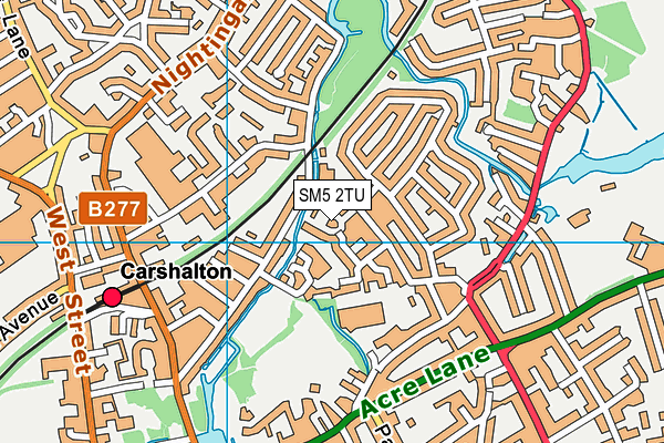 SM5 2TU map - OS VectorMap District (Ordnance Survey)
