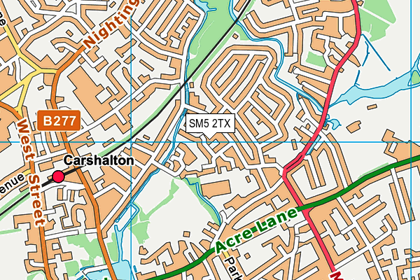 SM5 2TX map - OS VectorMap District (Ordnance Survey)