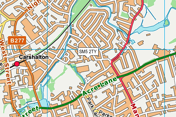 SM5 2TY map - OS VectorMap District (Ordnance Survey)