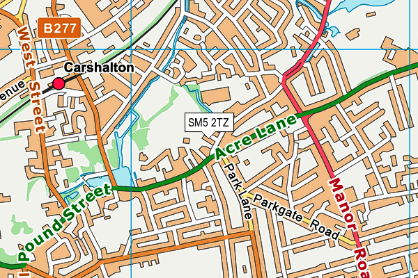 SM5 2TZ map - OS VectorMap District (Ordnance Survey)