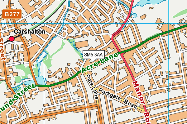 SM5 3AA map - OS VectorMap District (Ordnance Survey)