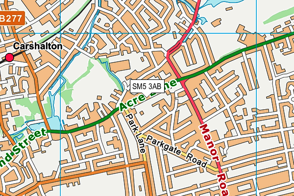 SM5 3AB map - OS VectorMap District (Ordnance Survey)