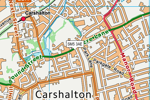 SM5 3AE map - OS VectorMap District (Ordnance Survey)