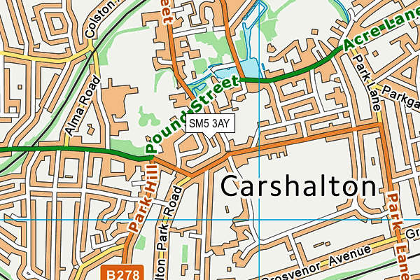 SM5 3AY map - OS VectorMap District (Ordnance Survey)