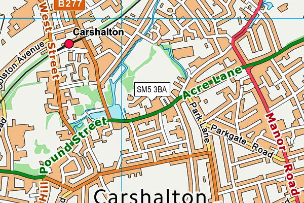 SM5 3BA map - OS VectorMap District (Ordnance Survey)