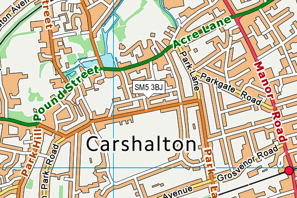 SM5 3BJ map - OS VectorMap District (Ordnance Survey)