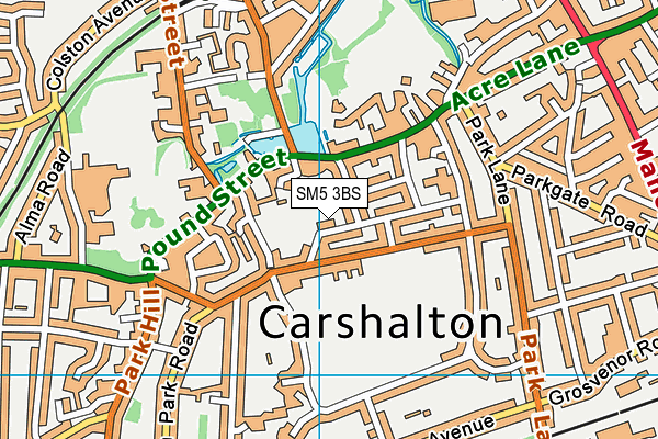 SM5 3BS map - OS VectorMap District (Ordnance Survey)