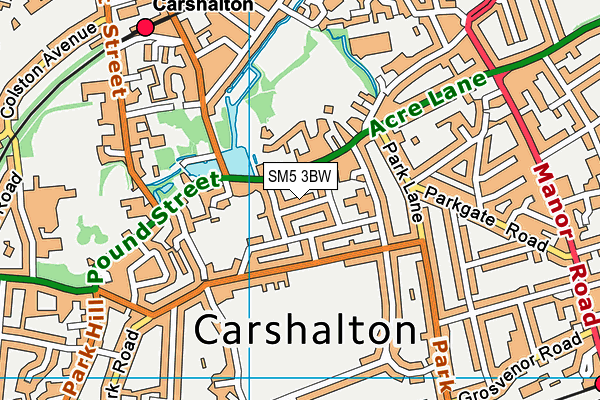 SM5 3BW map - OS VectorMap District (Ordnance Survey)