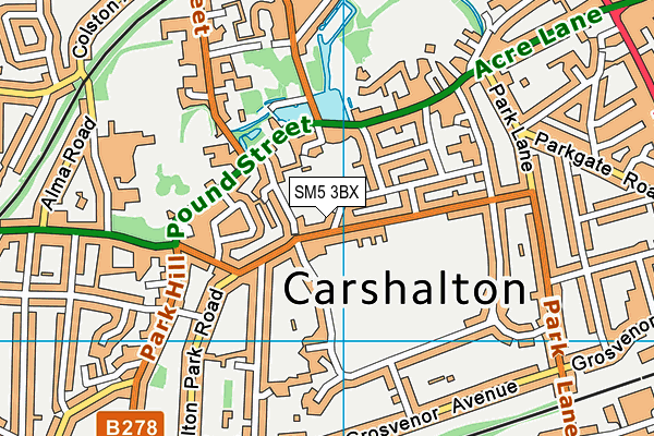 SM5 3BX map - OS VectorMap District (Ordnance Survey)